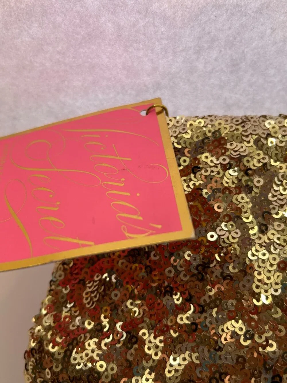 Victoria’s Secret Gold Sequin Clutch Cosmetic Bag NWT Glam Holiday Evening